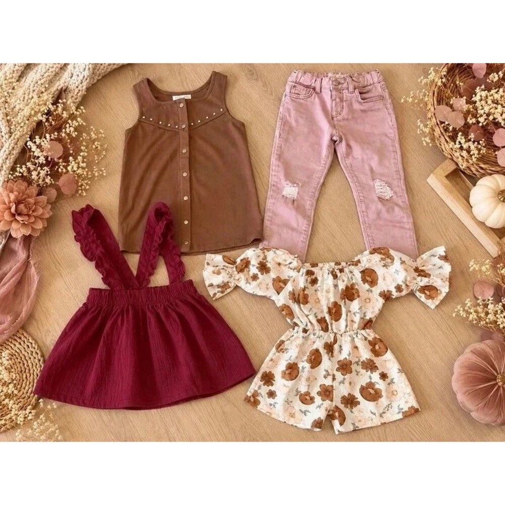 Girls 5T Boho Fall Clothing Bundle Carter’s Happily Gray Cat & Jack